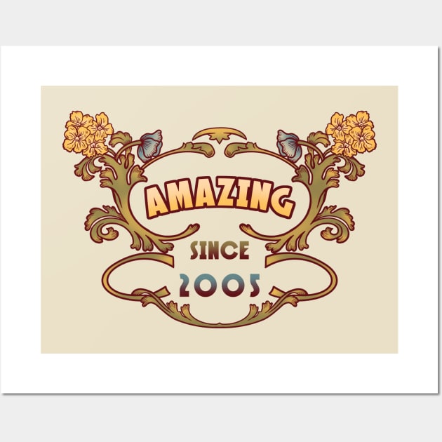 AMAZING SINCE 2005 vintage art nouveau birthday gift Wall Art by leepianti